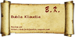Bubla Klaudia névjegykártya
